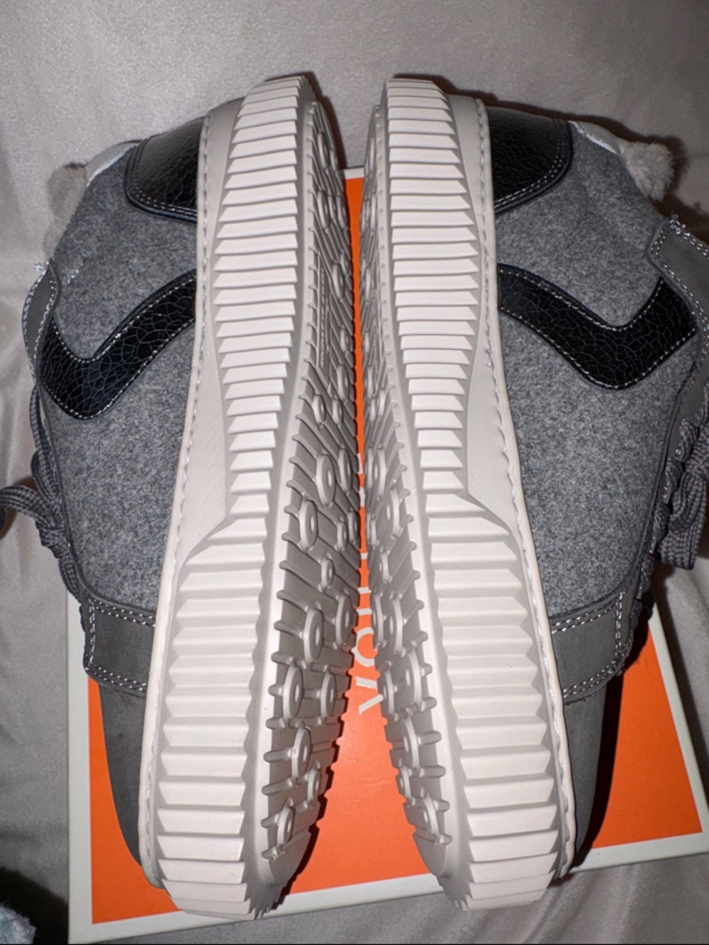 NWT VOILE BLANCHE LIPARI Charcoal Grey Fur Suede and Felt Sneakers - Picture 14 of 16